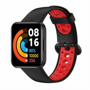 eses Silikónový dierkovaný remienok pre Xiaomi Redmi Watch 2 - Čierno červený