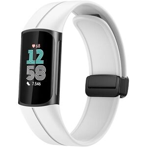 eses Silikónový remienok s magnetickou sponou pre Fitbit Charge 5 a 6 - Biely