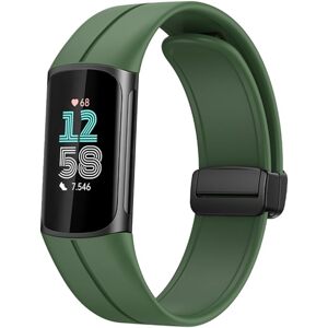 eses Silikónový remienok s magnetickou sponou pre Fitbit Charge 5 a 6 - Zelený