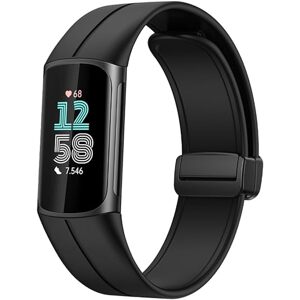 eses Silikónový remienok s magnetickou sponou pre Fitbit Charge 5 a 6 - Čierny