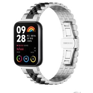 eses Kovový remienok pre Xiaomi Redmi Watch 4 a Xiaomi Smart Band 8 Pro - Strieborný s čiernym pruhom