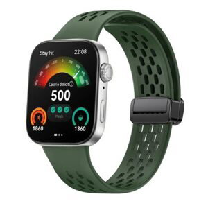 eses Silikónový dierkovaný remienok s magnetickou prackou pre Huawei Watch Fit 3 - Zelený