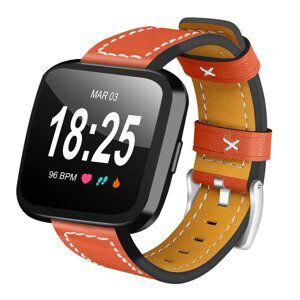 eses Kožený remienok pre Fitbit Versa - Oranžový