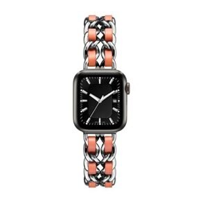 eses Kovový retiazkový remienok prepletený pre Apple Watch - Strieborno oranžový 38mm, 40mm, 41mm