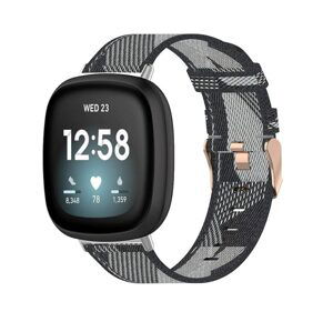 eses Tkaný remienok pre Fitbit Versa 3 a 4, Sense 1 a 2 - Vzorovaný, sivý