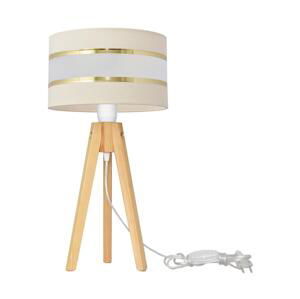 Stolná lampa HELEN 1xE27/60W/230V krémová/zlatá/borovica