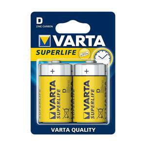 Varta Varta 2020 - 2 ks Zinkouhlíková batéria SUPERLIFE D 1,5V