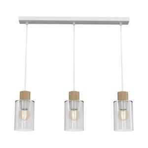 Luster na lanku MADERA 3xE27/60W/230V biela/drevo