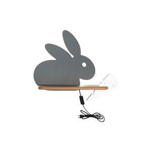 LED Detské nástenné svietidlo s poličkou RABBIT LED/4W/230V šedá/biela/drevo