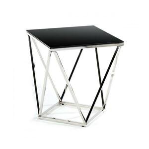 HowHomely Konferenčný stolík DIAMANTA 50x50 cm chróm/čierna