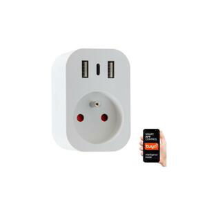 Neo  NEO 07772L- Inteligentná rozbočovacia zásuvka 16A/230V + 2xUSB+1xUSB C Wi-Fi Tuya