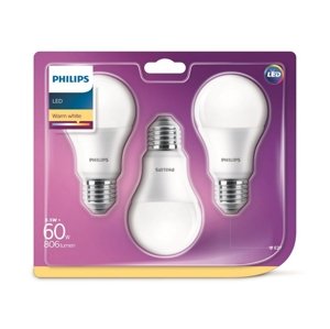 Philips SADA 3x LED Žiarovka Philips A60 E27/8,5W/230V 2700K