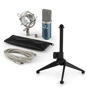 Auna MIC-900BL V1, USB mikrofónová sada, modrý kondenzátorový mikrofón + stolný statív