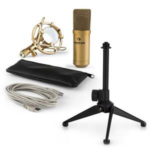 Auna MIC-900G V1, USB mikrofónová sada, zlatý kondenzátorový mikrofón + stolný statív