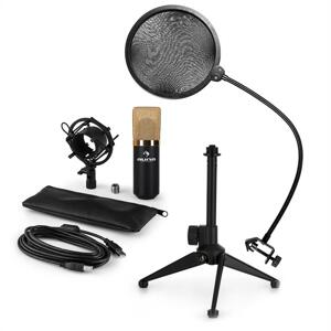 Auna MIC-900BG-LED V2, trojdielna USB mikrofónová sada, kondenzátorový mikrofón + pop-filter + stolný statív