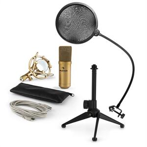 Auna MIC-900G-LED V2, trojdielna USB mikrofónová sada, kondenzátorový mikrofón + pop-filter + stolný statív