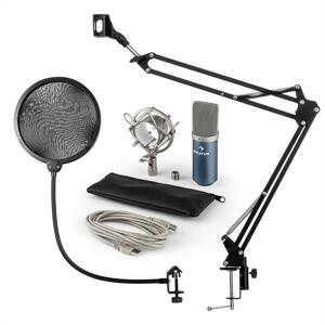 Auna MIC-900BL, USB mikrofónová sada V4, modrá, kondenzátorový mikrofón, pop filter, mikrofónové rameno