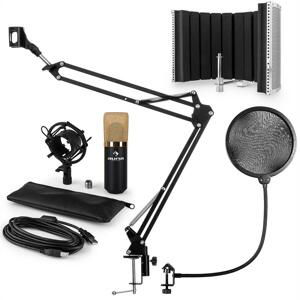 Auna MIC-900BG V5, zlatá, mikrofónová sada, kondenzátorový mikrofón, pop-filter, resorpčný panel, rameno