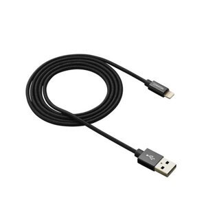 Canyon CNS-MFIC3B, 1m prémiový opletený kábel Lightning/USB, MFI schválený Apple, čierny