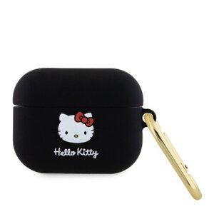 Hello Kitty Liquid Silicone 3D Kitty Head Logo Pouzdro pro AirPods Pro Black