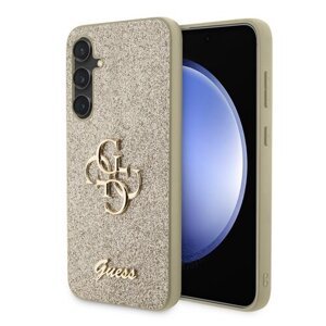 Guess PU Fixed Glitter 4G Metal Logo Zadní Kryt pro Samsung Galaxy S23 FE Gold