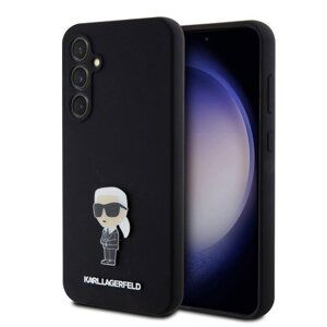 Karl Lagerfeld Liquid Silicone Metal Ikonik Zadní Kryt pro Samsung Galaxy S23 FE Black