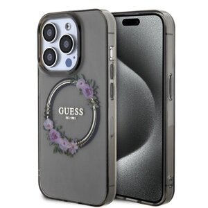 Guess PC/TPU Flowers Ring Glossy Logo MagSafe Zadní Kryt pro iPhone 13 Pro Black