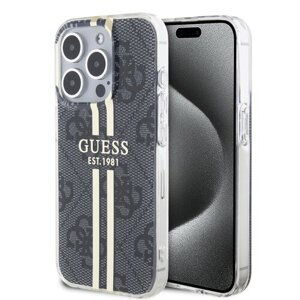 Guess IML 4G Gold Stripe Zadní Kryt pro iPhone 15 Pro Max Black