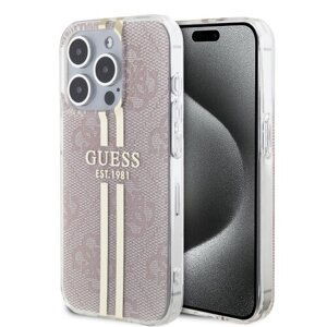 Guess IML 4G Gold Stripe Zadní Kryt pro iPhone 15 Pro Max Pink