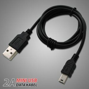 Nabíjací kábel MobilNET MiniUSB/USB 2A 1m Čierny