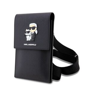 Mini kabelka Karl Lagerfeld Saffiano Metal Logo NFT - čierne