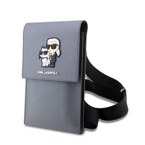 Mini Kabelka Karl Lagerfeld Saffiano Metal Logo NFT - strieborné