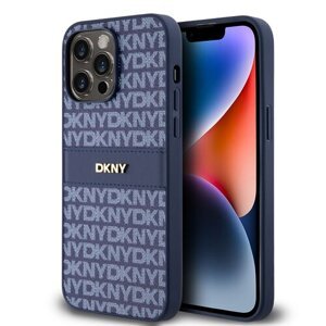 DKNY PU Leather Repeat Pattern Tonal Stripe Zadní Kryt pro iPhone 14 Pro Blue