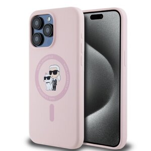 Karl Lagerfeld Liquid Silicone Karl and Choupette Magsafe Zadní Kryt pro iPhone 14 Pro Pink