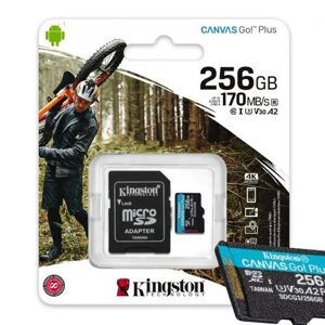 Kingston pamätová karta 256GB micro SDXC Canvas Go! Plus (class 10) 170 MB/s + adaptér