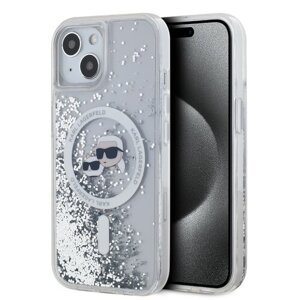 Karl Lagerfeld Liquid Glitter Karl and Choupette Heads MagSafe Case for iPhone 14 Transparent