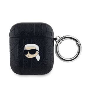 Karl Lagerfeld PU Embossed Karl Head Pouzdro pro AirPods 1/2 Black