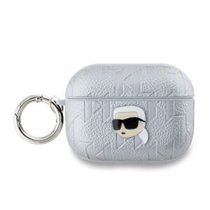 Karl Lagerfeld PU Embossed Karl Head Pouzdro pro AirPods 3 Silver