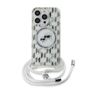 Karl Lagerfeld IML Monogram Crossbody K&CH Heads MagSafe Zadní Kryt pro iPhone 14 Pro Max Transparent