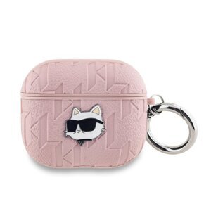 Karl Lagerfeld PU Embossed Choupette Head Pouzdro pro AirPods 3 Pink