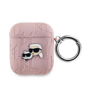 Karl Lagerfeld PU Embossed Karl and Choupette Heads Pouzdro pro AirPods 1/2 Pink (Pošk. Balení)