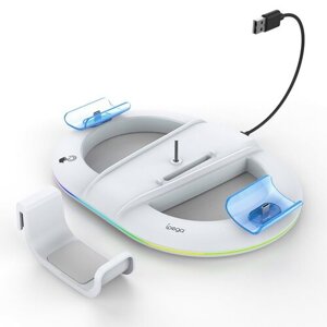 iPega P5S045 Vertikální Nabíjecí Stojan s RGB pro PS5 Slim/PS5 Pro White (Pošk. Balení)