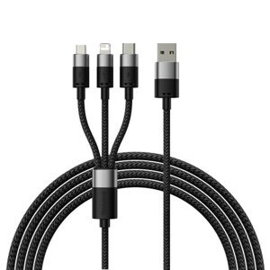 Baseus StarSpeed 3v1 Fast Charging Datový Kabel USB-A - USB-C/Lighting/MicroUSB 20W 3.5A 1.2m Black