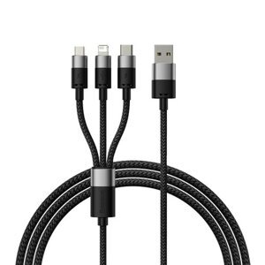 Baseus StarSpeed 3v1 Fast Charging Datový Kabel USB-A - USB-C/Lighting/MicroUSB 20W 3.5A 0.6m Black