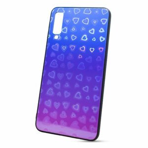 Puzdro Glass Reflect TPU Samsung Galaxy A7 A750 Srdcia - modro-fialové