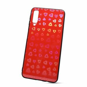 Puzdro Glass Reflect TPU Samsung Galaxy A7 A750 Srdcia - červené