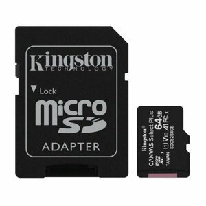 64GB microSDXC Kingston Canvas Select Plus  A1 CL10 100MB/s + adapter