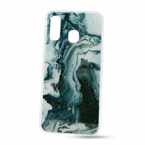 Puzdro Vennus Marble TPU Samsung Galaxy A40 A405 vzor 5 - zeleno-biele