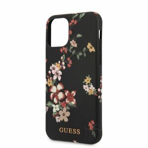 Puzdro Guess iPhone 11 Pro GUHCN58IMLFL04 silikónové - čierne s kvetmi