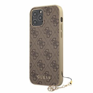 Puzdro Guess pre iPhone 12/12 Pro (6.1) GUHCP12MGF4GBR silikónové, hnedé